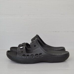 Crocs Unisex Black Slides Sandal Women's 8 Men's 6 Summer Slip-On Adult Classic